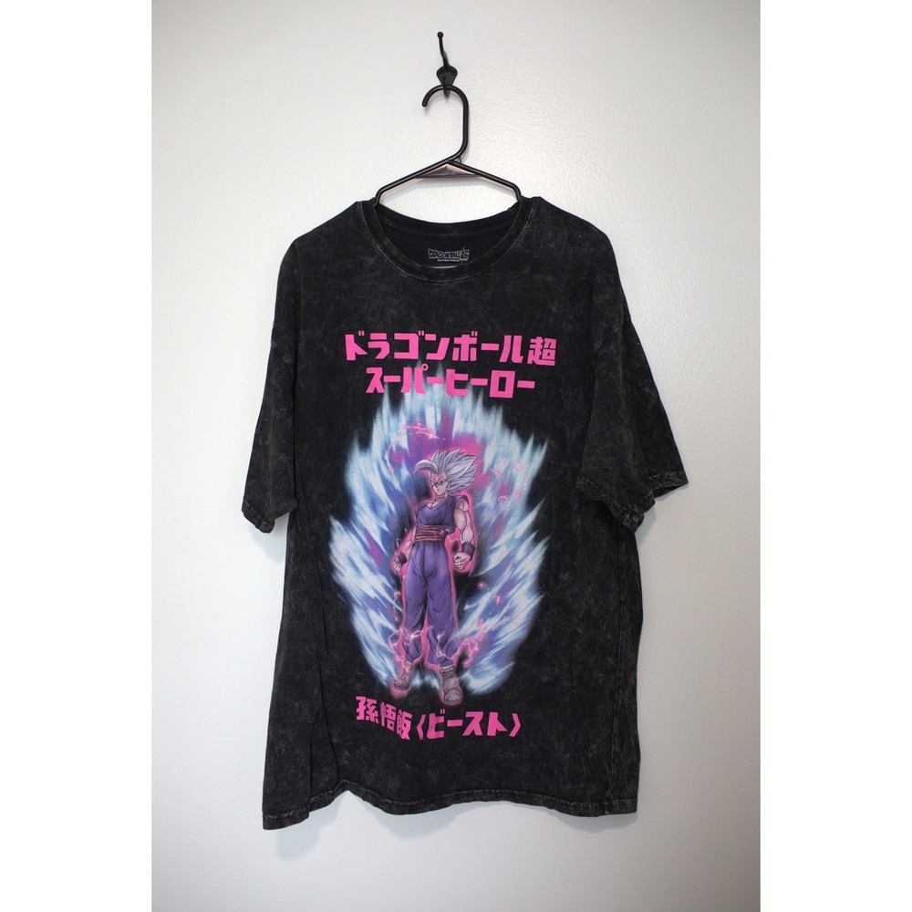 Dragon Ball Super Super Hero Gohan Beast Acid Wash Graphic T-Shirt Mens Large